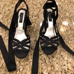 White House black market tie ankle wedges